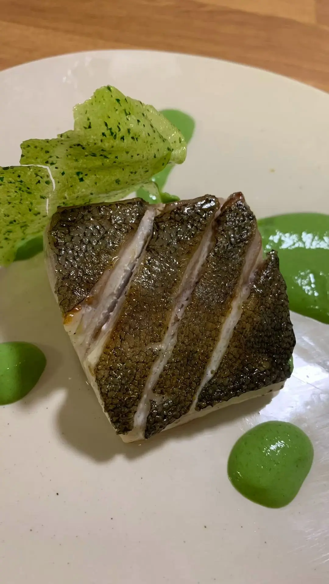creation thumb for Grilled Kingfish with Spinach Sauce & Crispy Rice
