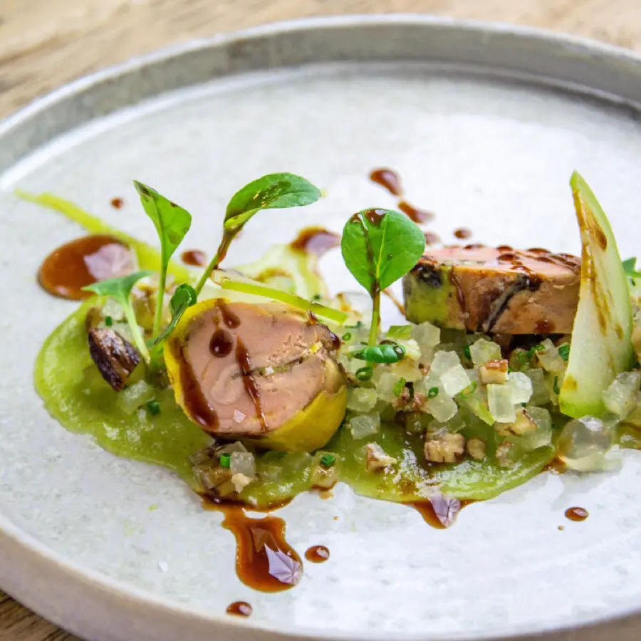 creation thumb for Duck liver, green apple, pecan nuts