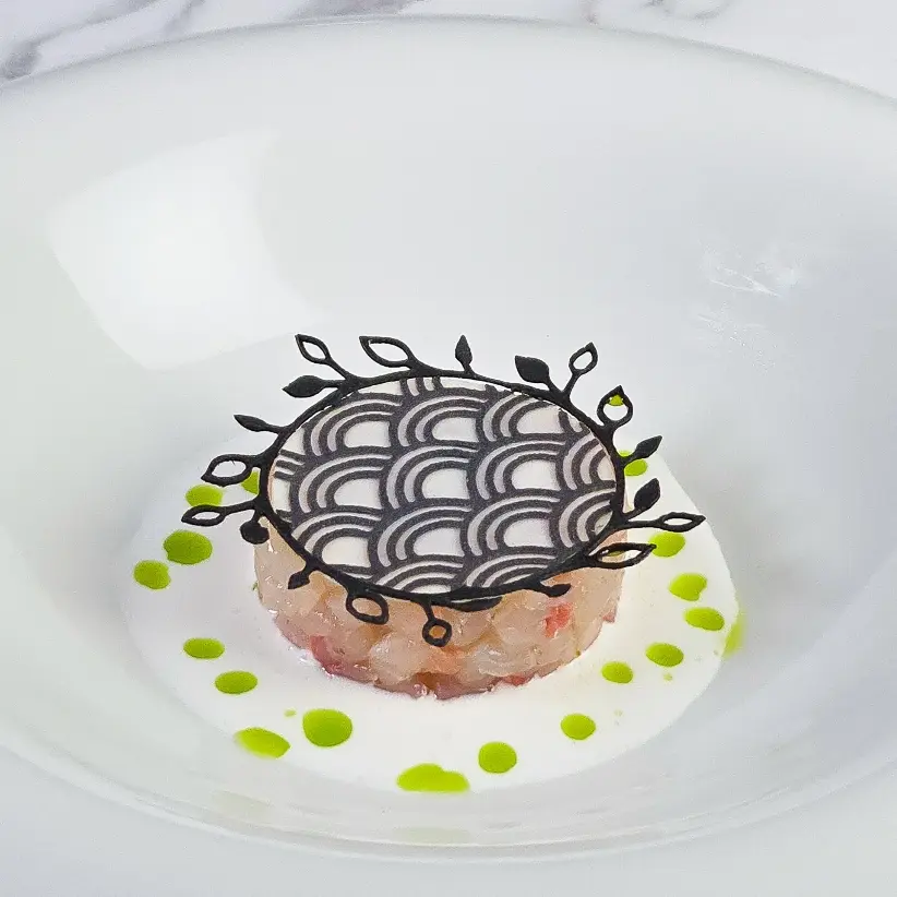 creation thumb for Sea Bream Tartare with Cuttlefish Tuile