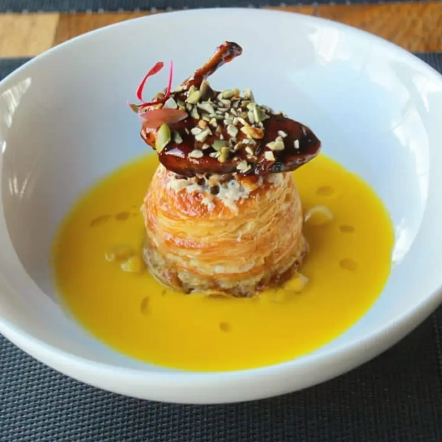creation thumb for Smoke BBQ quail with pumpkin soup