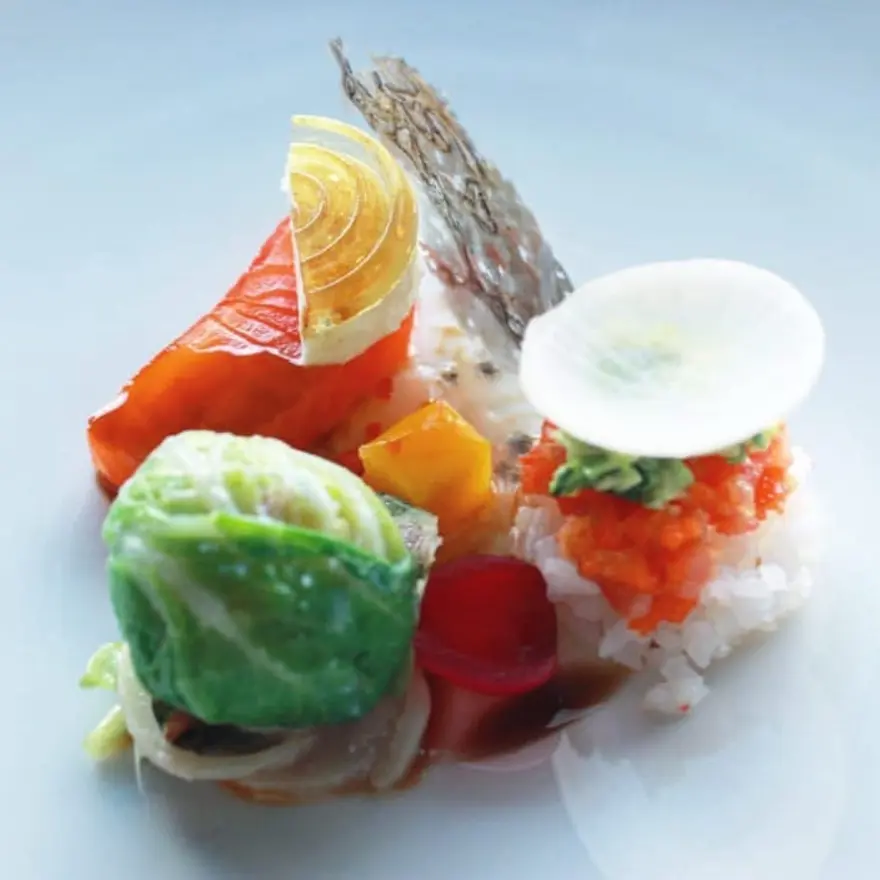 creation thumb for Salmon gravlax with goat cheese and honey jelly