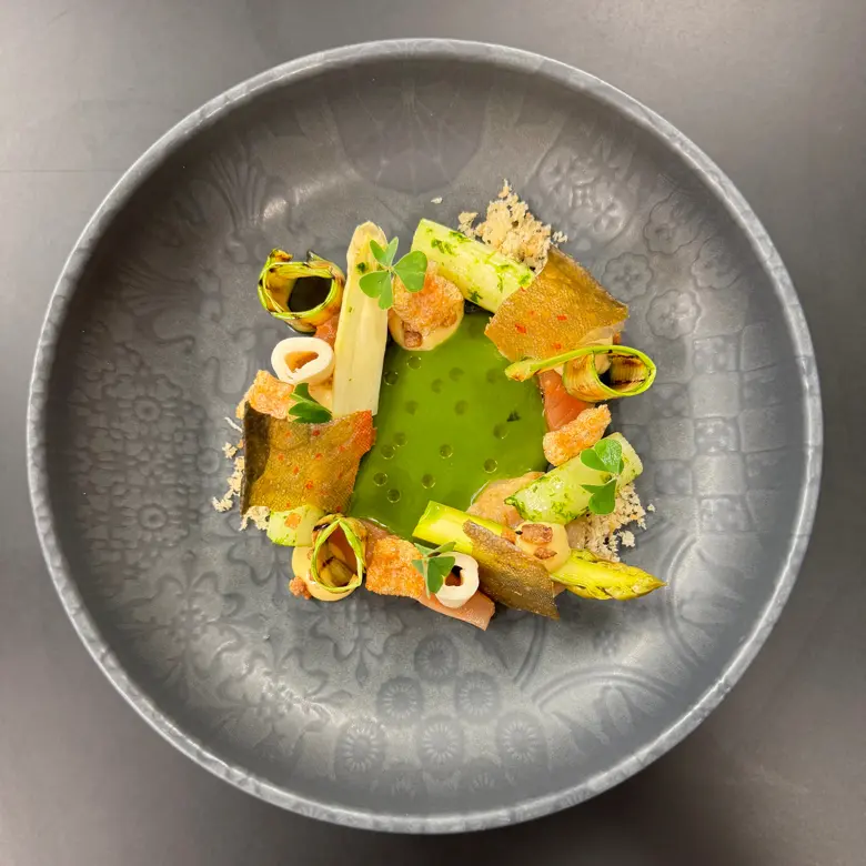 creation thumb for Ausserrland Char/Asparagus/Lardo