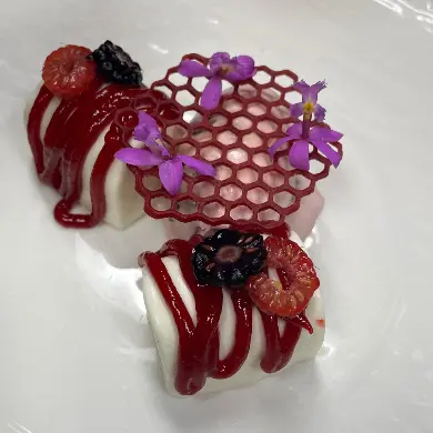 creation thumb for Creme Fraiche panna cotta and rhubarb
