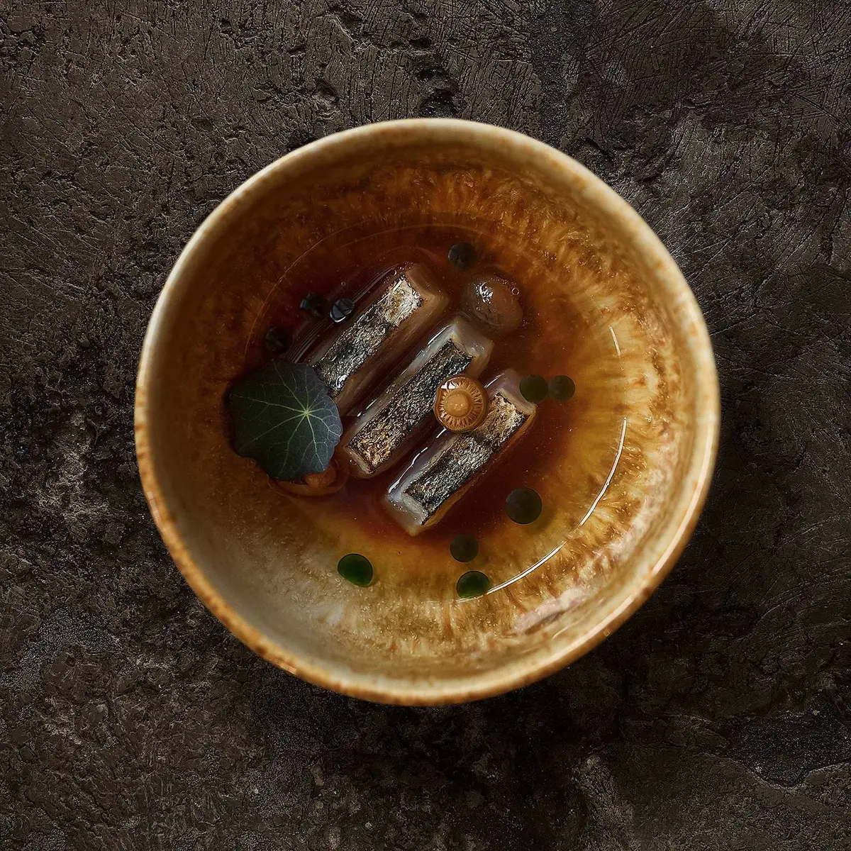 creation thumb for Mackerel, dashi and mushroom pickle 