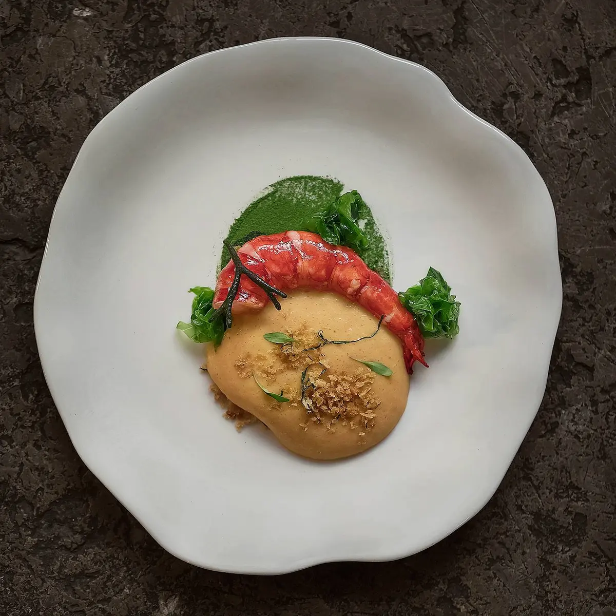 creation thumb for Scarlet shrimp, açorda, seaweed