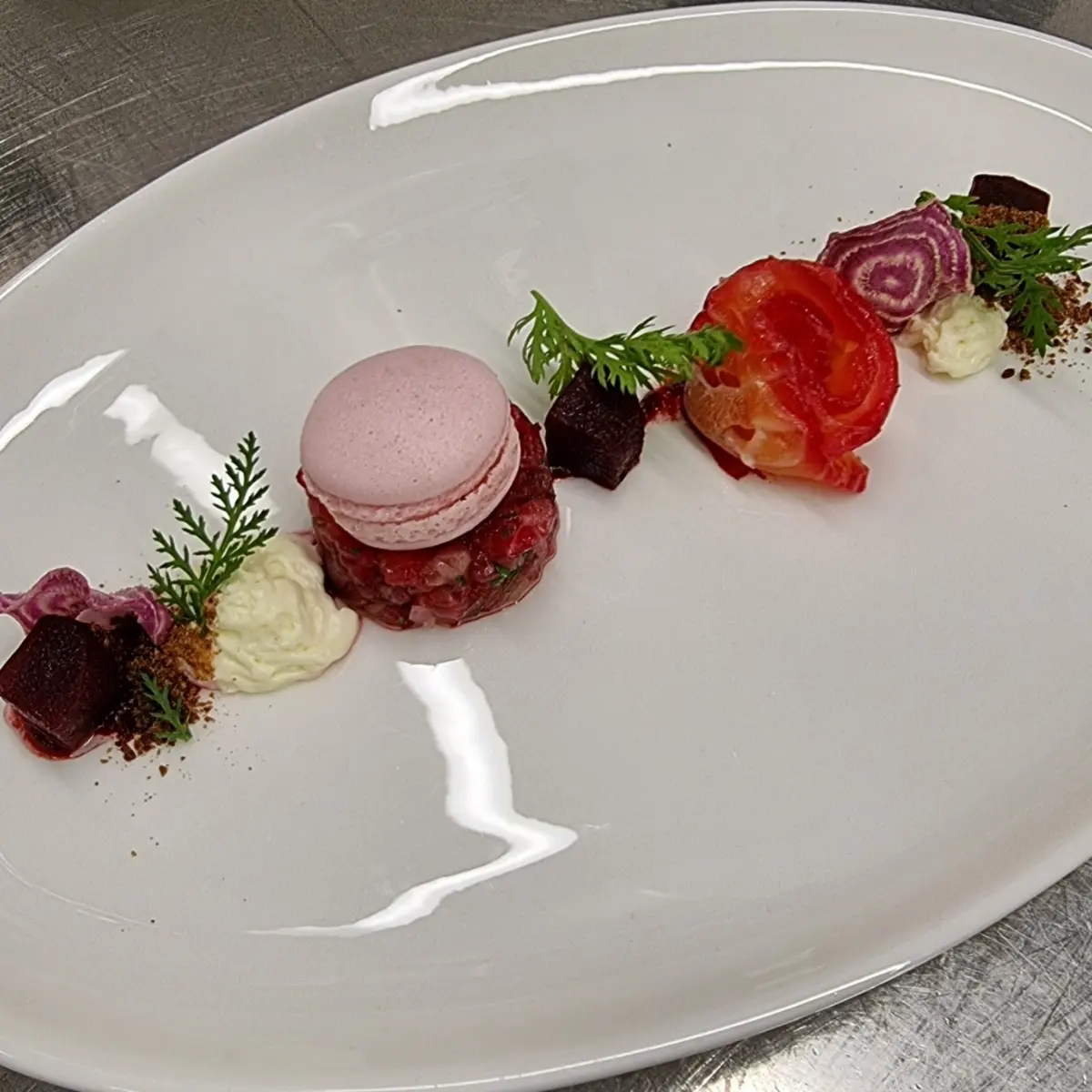 creation thumb for Lable rouge salmon, beetroot, pumpernickel, yarrow