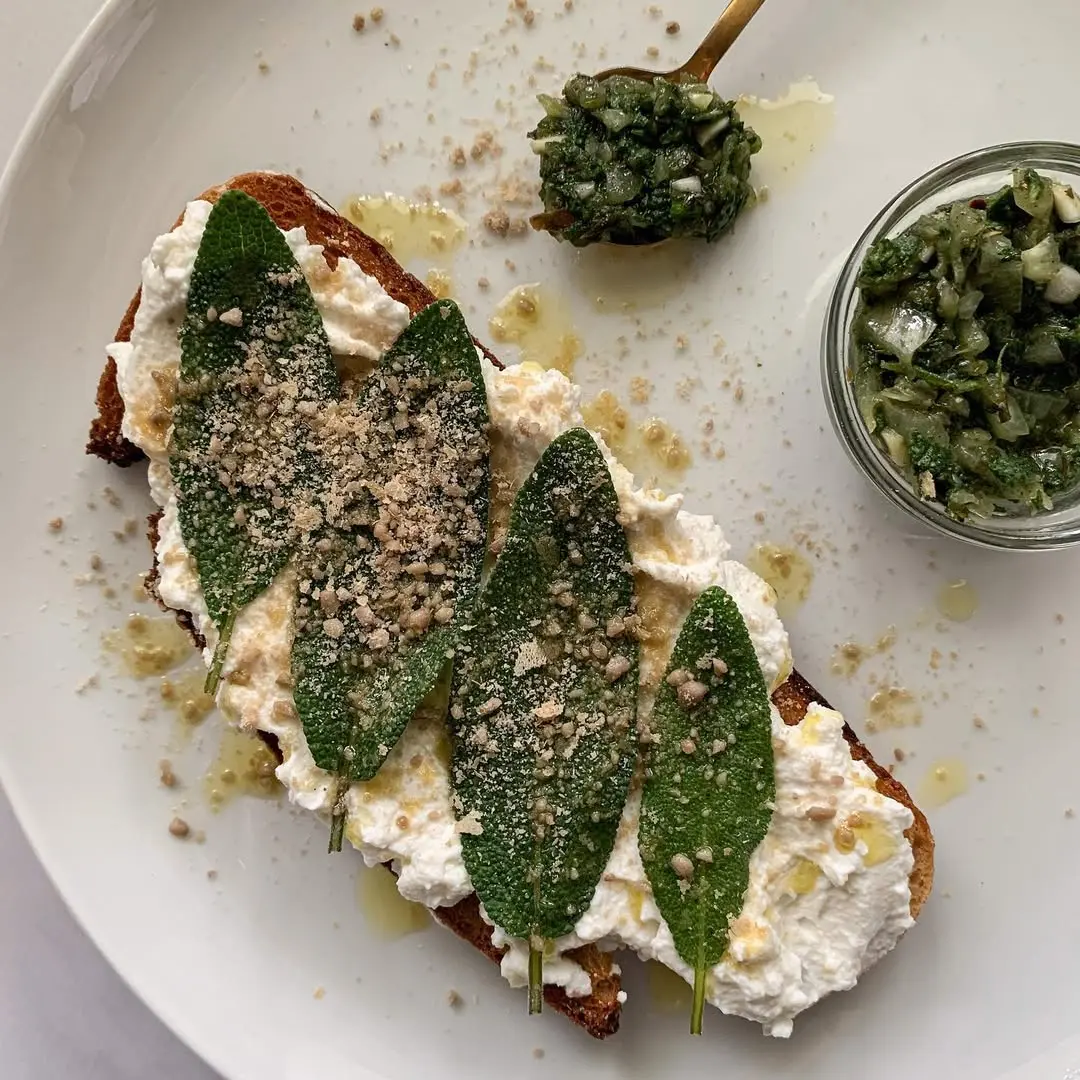 creation thumb for Ricotta Sage Toast with Sage Chimichurri