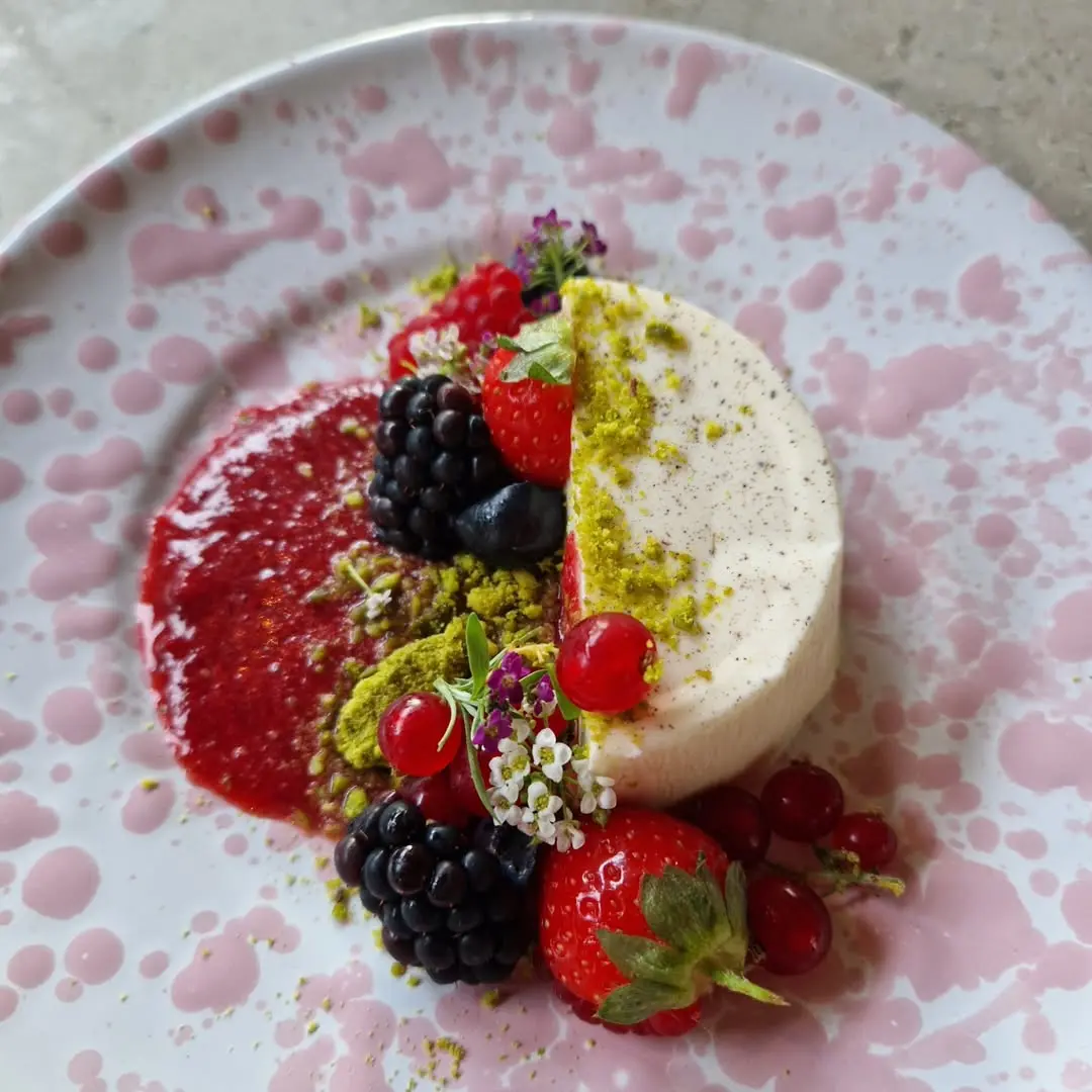creation thumb for Panna cotta with vanilla, red fruits, and pistachio