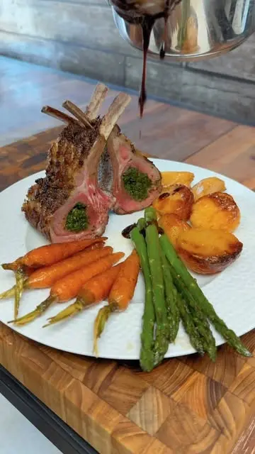 creation thumb for Lamb Herb Stuffing with Vegetables and Red Wine Sauce
