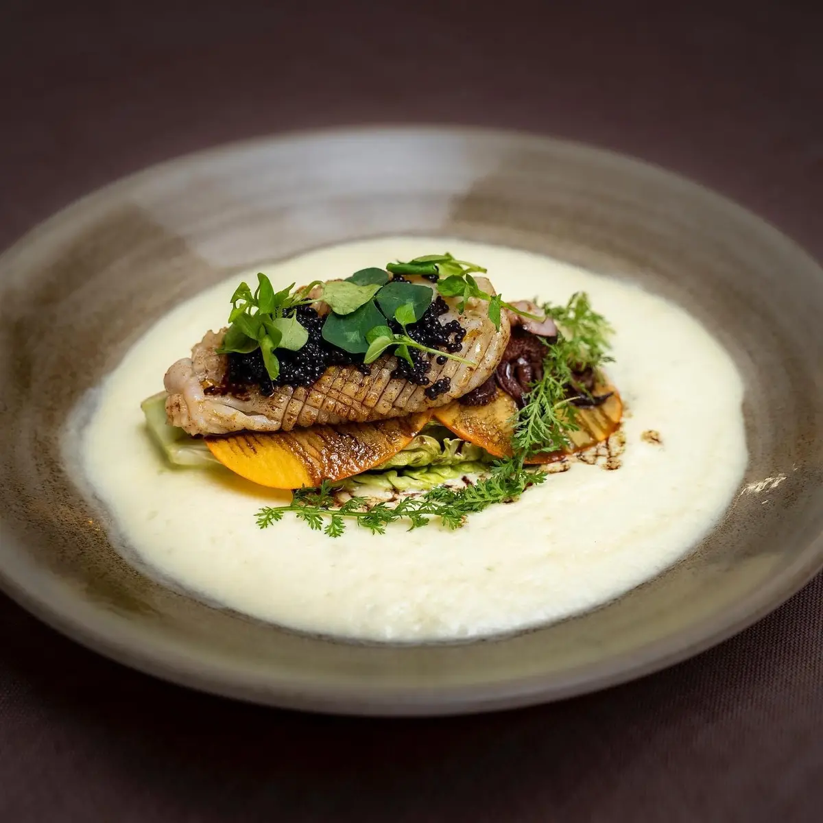 creation thumb for Squid with Pineapple-Coconut Espuma