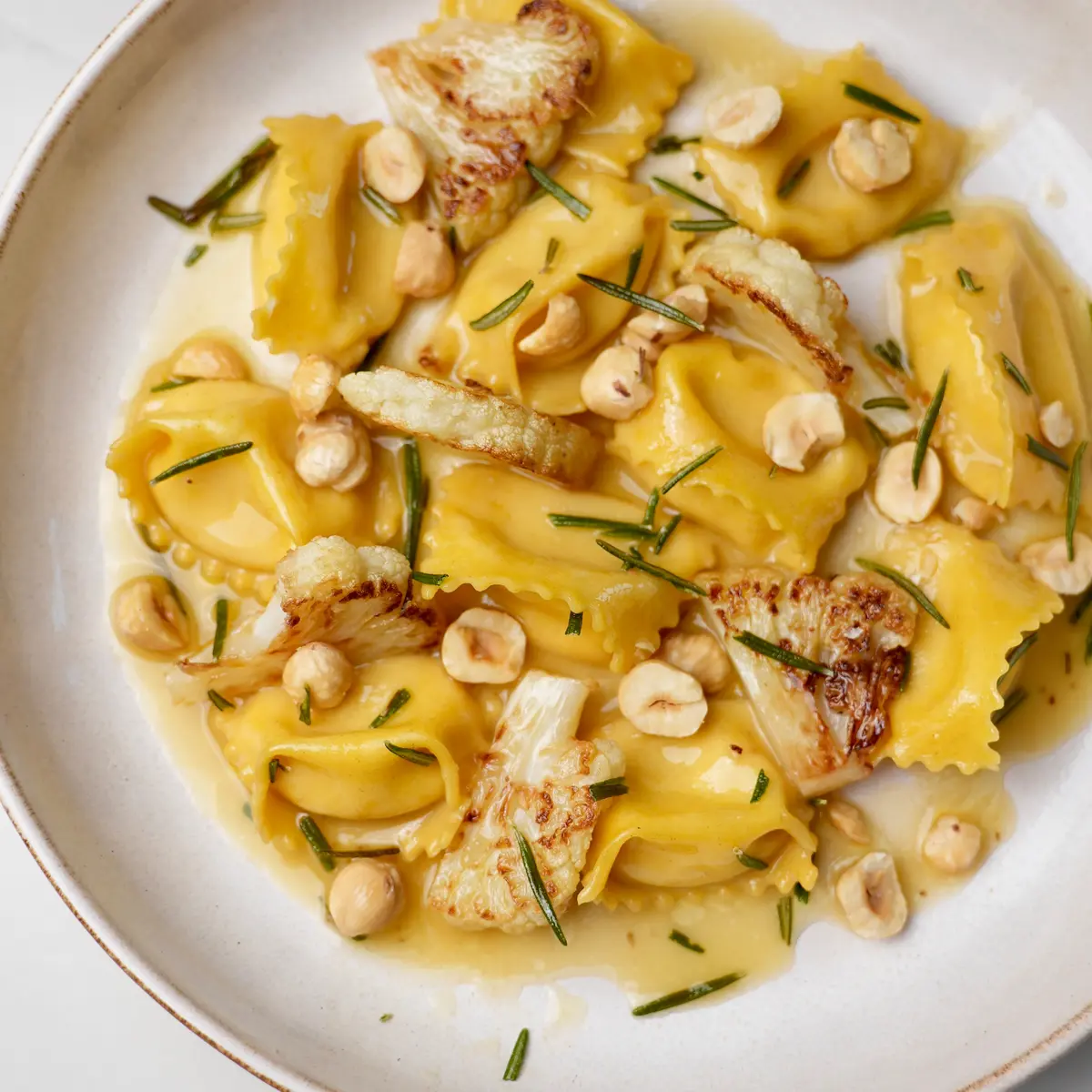 creation thumb for Cauliflower agnolotti with hazelnuts