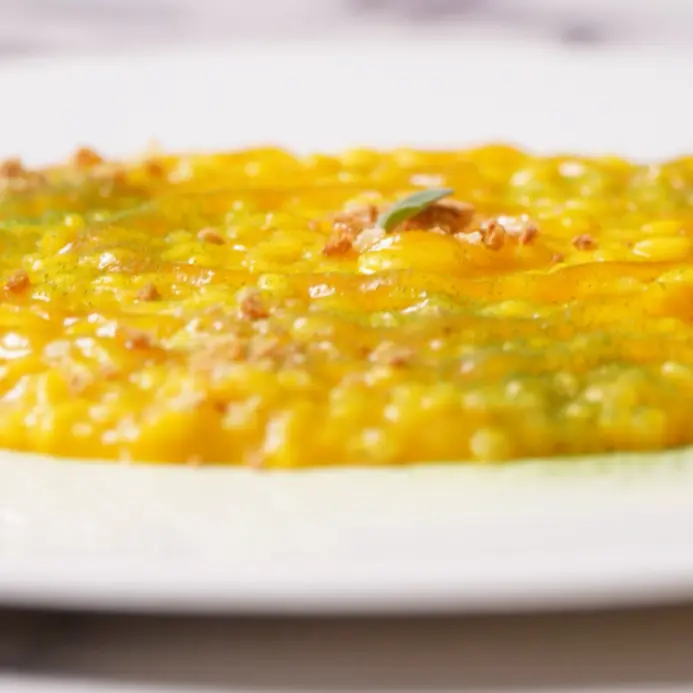 creation thumb for Delica Kürbisrisotto mit Disaronno-Gel (Tortello di zucca)