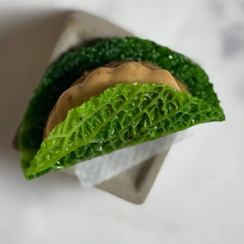 creation thumb for Crispy Polenta Bites with Miso Béchamel and Cabbage