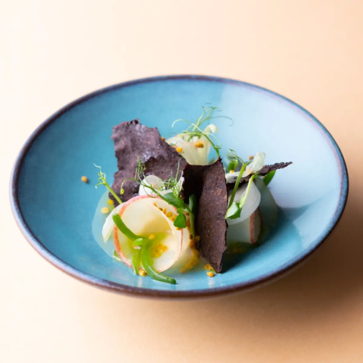 creation thumb for Goat Cheese | Infused Apple | Pumpernickel | Bees Pollen