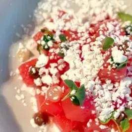 creation thumb for Compressed Watermelon with Raspberry Vinegar and Mint
