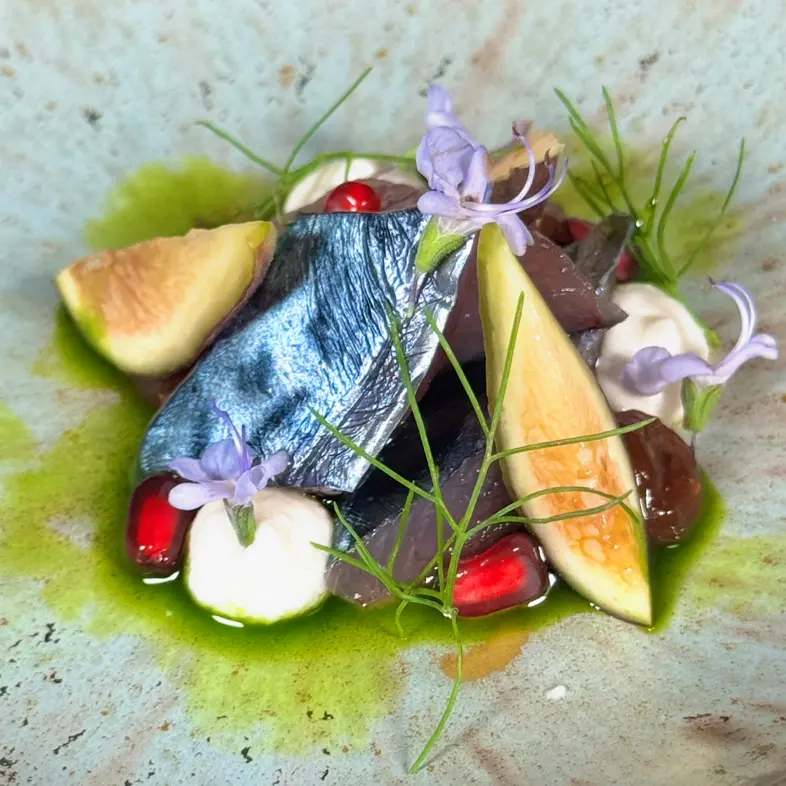 creation thumb for Marinated albacore tuna, figs, almonds, pomegranate