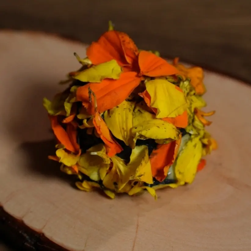 creation thumb for Squid Ink Butter with Three Pepper Emulsions & Marigold