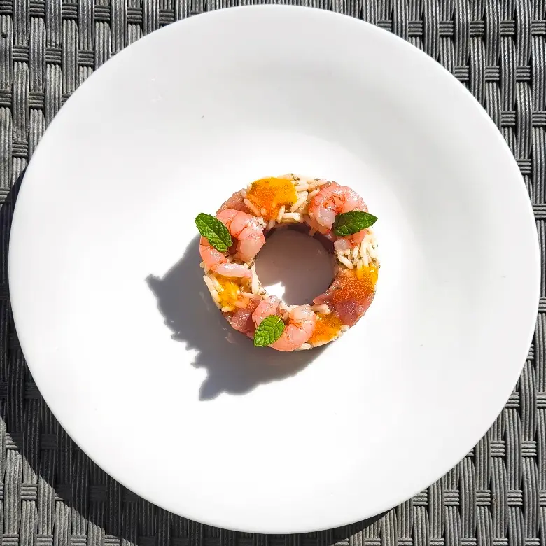 creation thumb for Tuna Tartare & Oriental Rice Ring with Prickly Pear Gel
