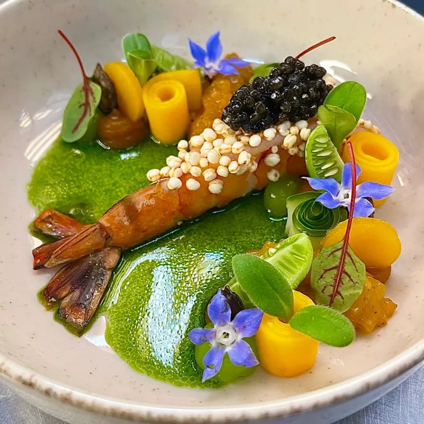 creation thumb for Shrimp |  apple |  cucumber |  Quinoa |  Ossetian caviar