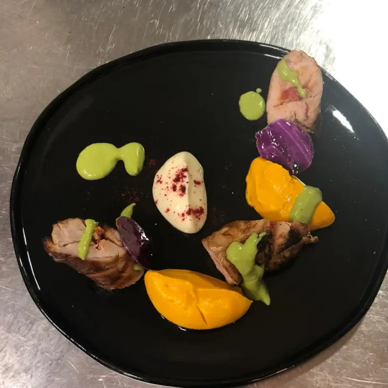 creation thumb for rabbit with carrot puree and leek sauce 
