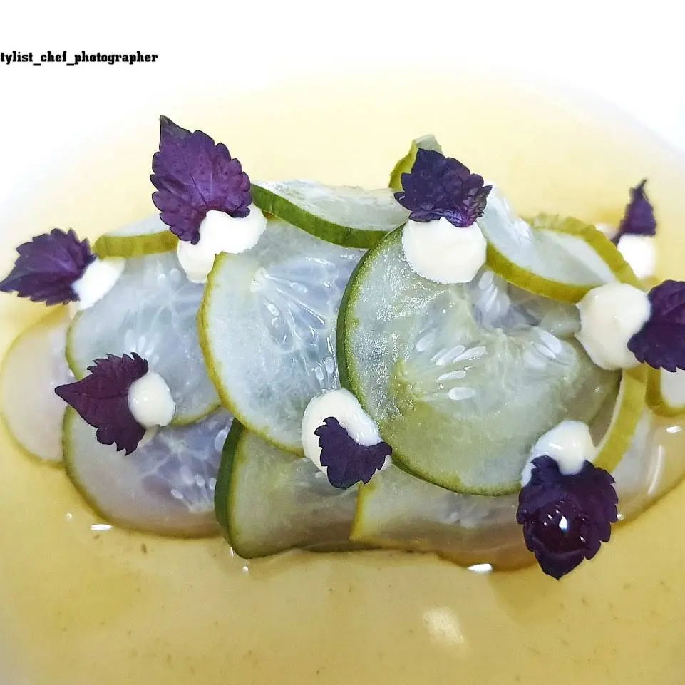 creation thumb for Yellow-fin Tuna Tartare, Pickled Cucumber, Miso Soy Broth
