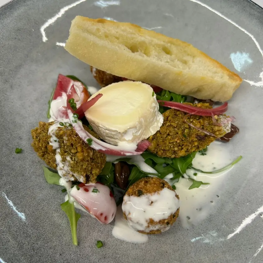creation thumb for Falafel, onions goatcheese, focaccia