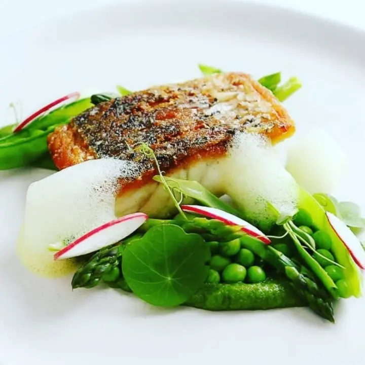 creation thumb for Jewfish,asparagus,peas,radish,saffron
