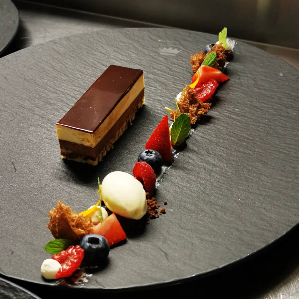 creation thumb for Two-layered chocolate mousse/tonka bean/mint