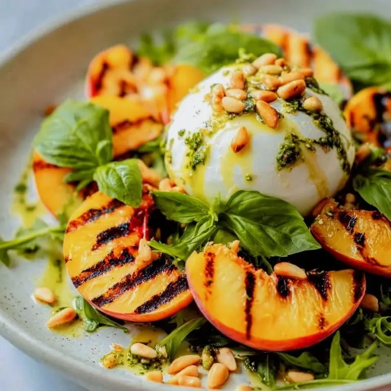 creation thumb for Caprese caliente de melocotón con burrata