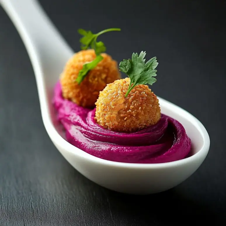 creation thumb for Mini bolas de falafel con hummus de remolacha