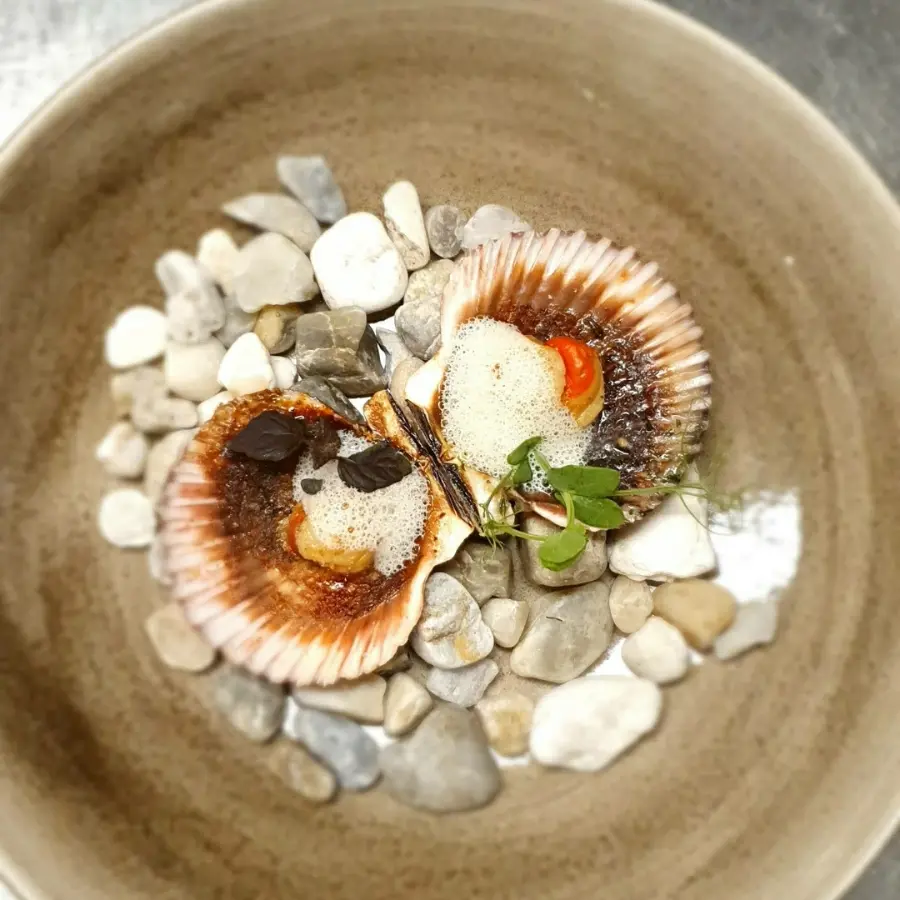 creation thumb for Jakobs muscheln, kraüter butter, weißwein-limeten schaum