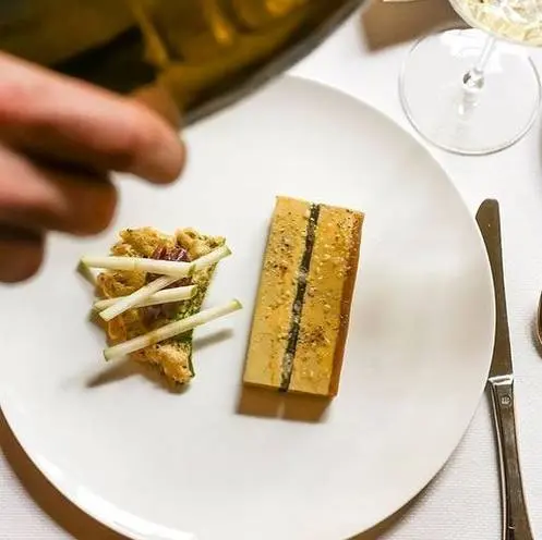 creation thumb for Foie Gras marbled with smoked Eel caramelized Apples, Shiso