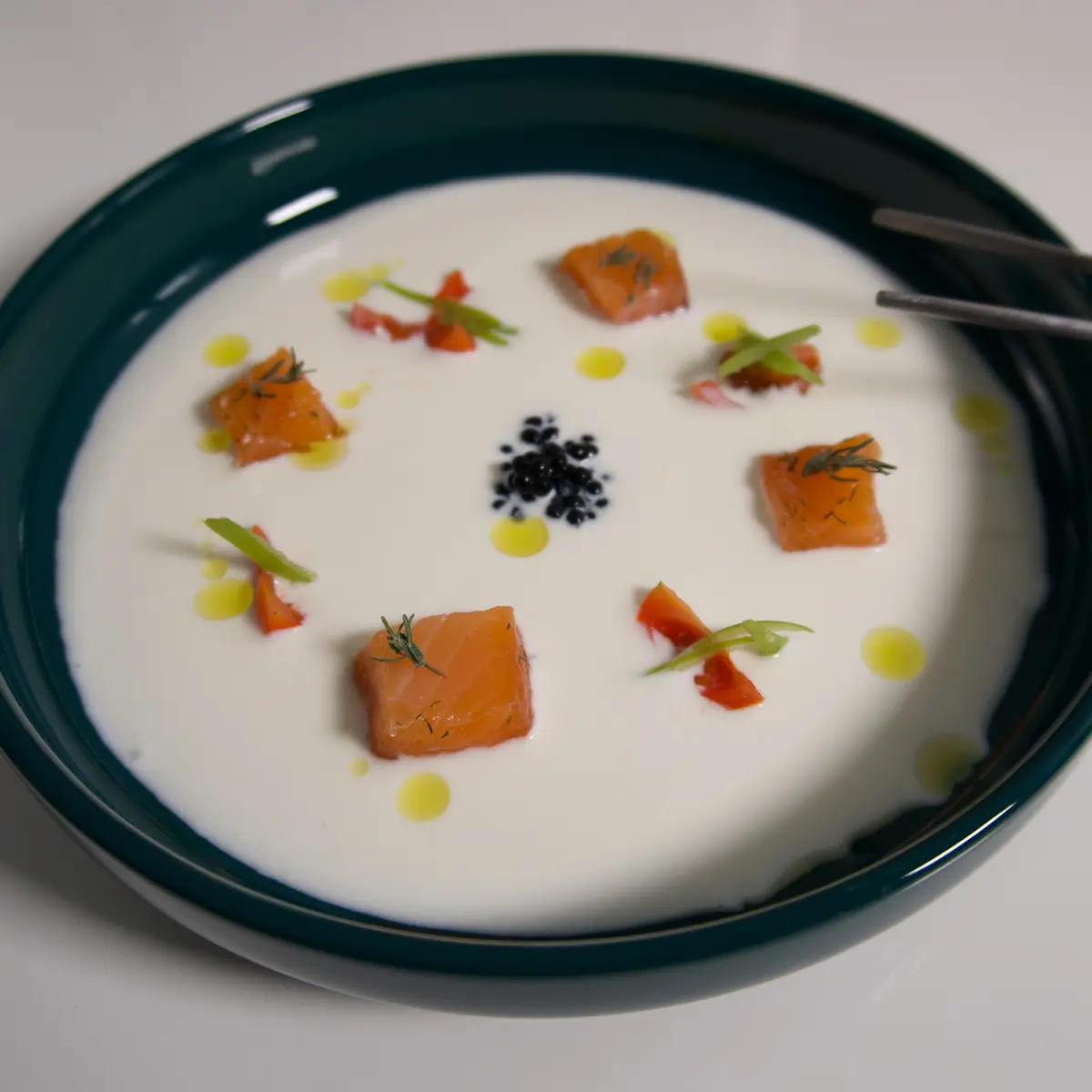 creation thumb for Hazelnut Ajoblanco with Marinated Salmon  🥣
