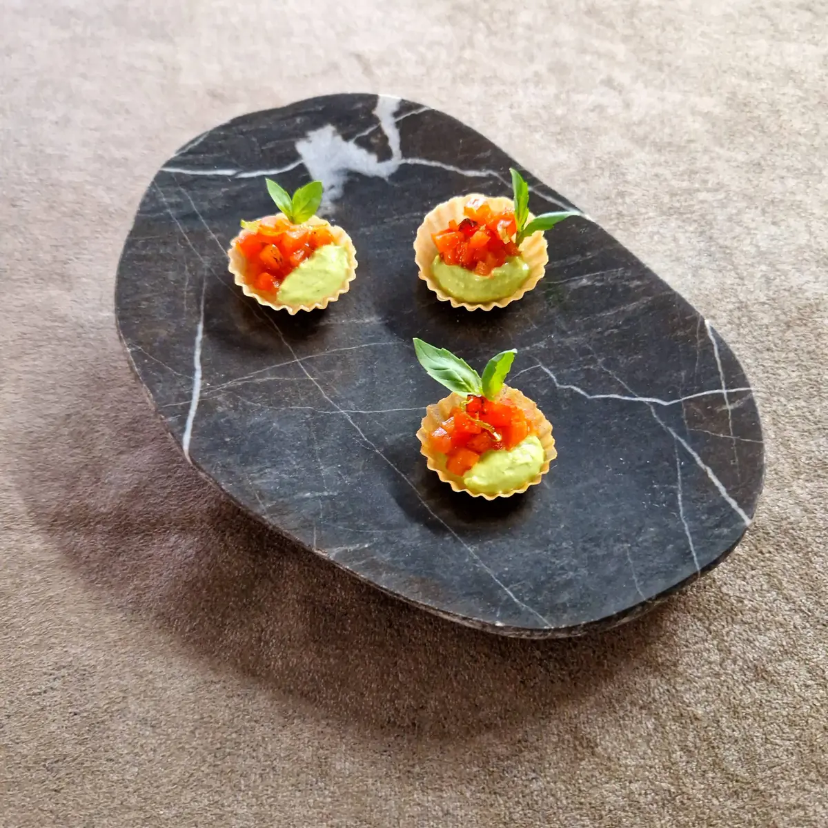 creation thumb for Tartlet with feta, basil and pepper