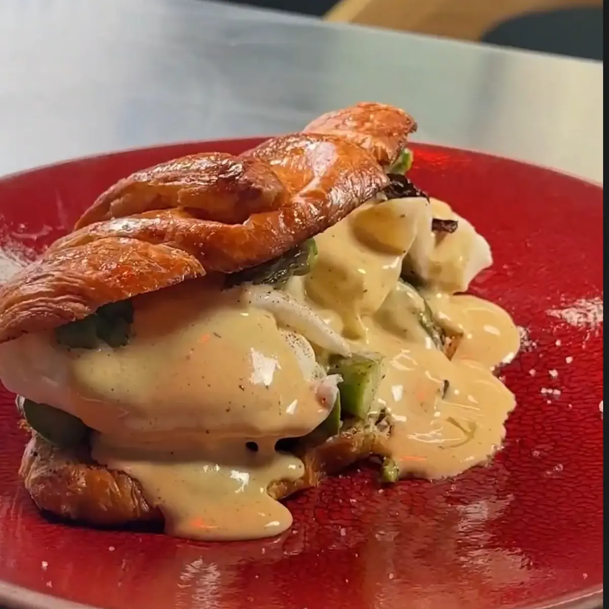 creation thumb for Smash Croissant, Asparagus & Poached Egg