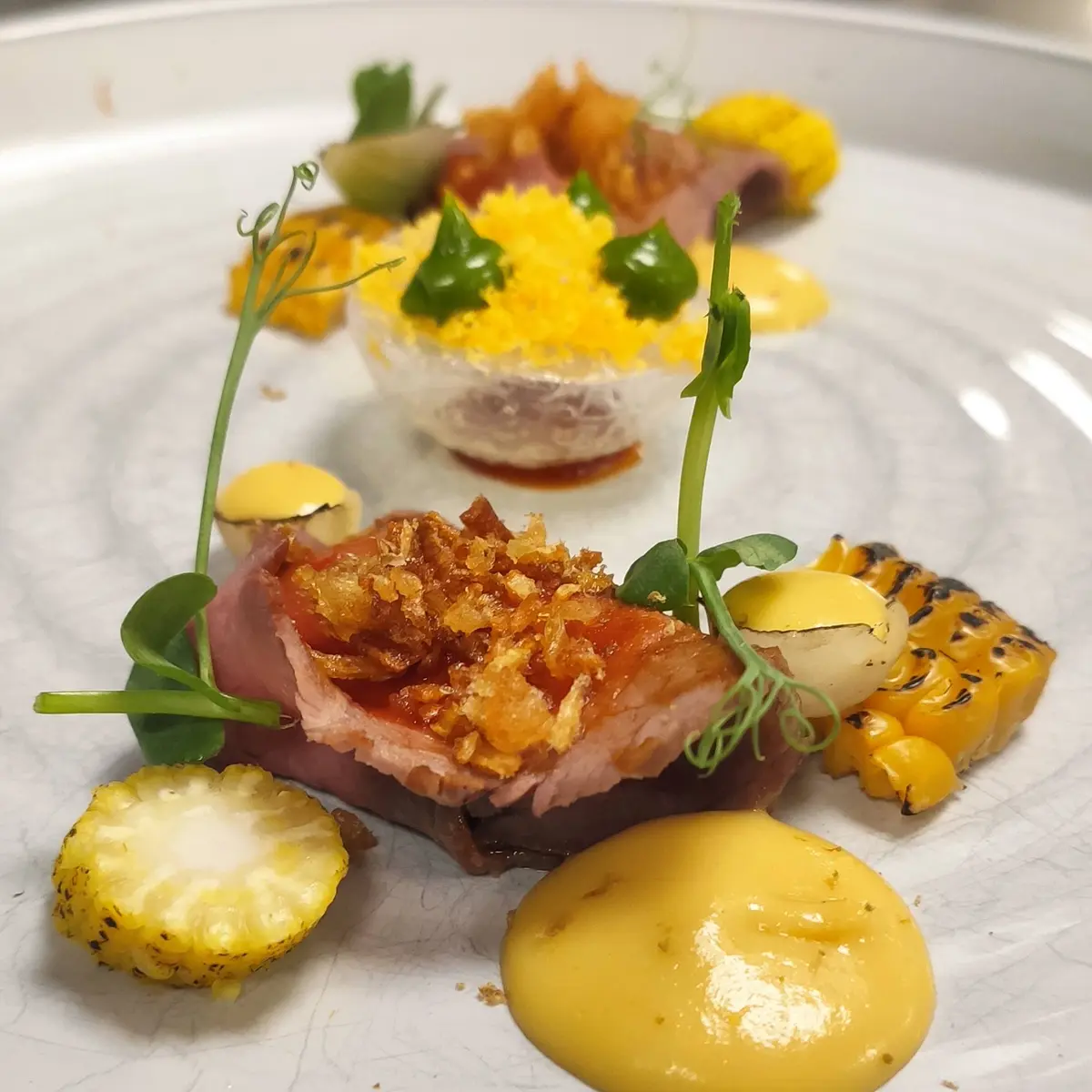 creation thumb for Crystal Bread (BBQ Pastrami, Corn, Onion)