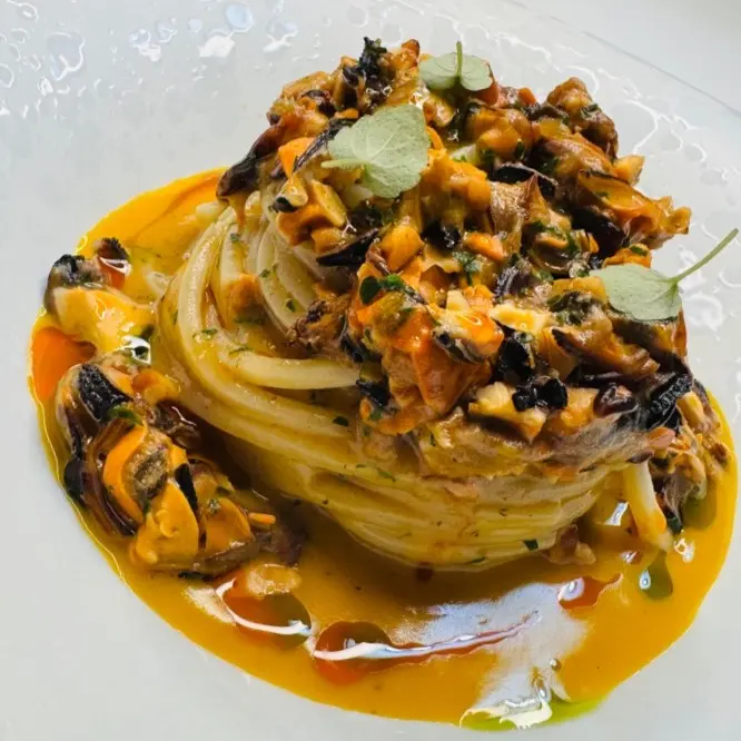 creation thumb for Spaghettoni, Pumpkin, Mussels & Nduja