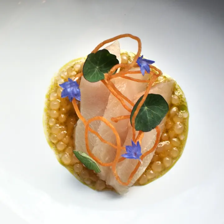 creation thumb for HAMACHI / KIMCHI -TOMATEN TAPIOKA / KORIANDER ÖL 