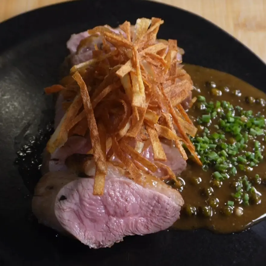 creation thumb for Duck Au Poivre with Crispy Duck-Fat Potato Shoestrings