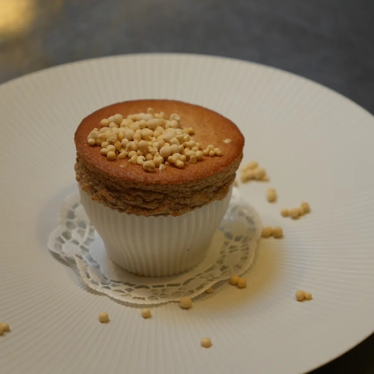 creation thumb for Chestnut Soufflé with frozen Praline shots