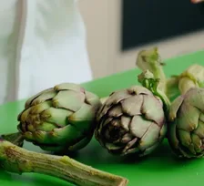 A cooked artichoke