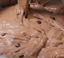 Chocolate panettone dough in the mixer