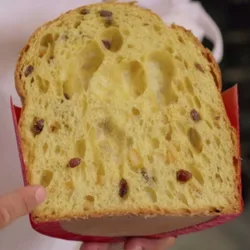 A slice of classic panettone