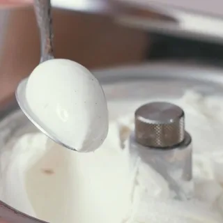 A scoop of vanilla ice cream