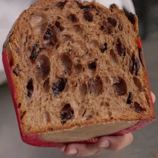 A slice of chocolate panettone
