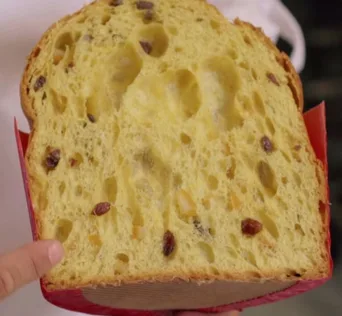 A slice of classic panettone